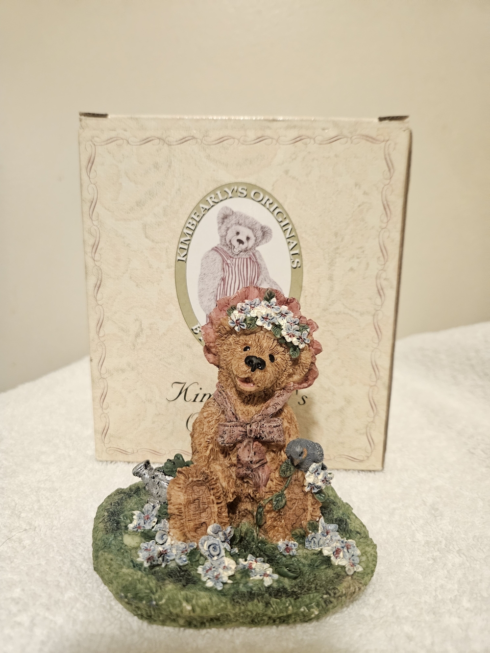 Brown Floral Bear Figurine